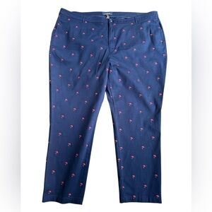 Modcloth Pants Womens Size 28  Navy Stretch With Red  Umbrella Ankle‎ Pants NWT